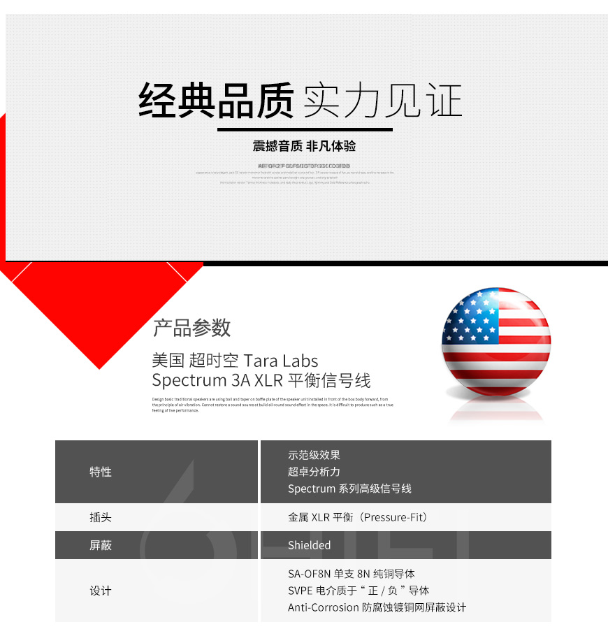 超時空 Spectrum 3A XLR,Tara Labs Spectrum 3A XLR,超時空 Spectrum 3A 平衡信號線
