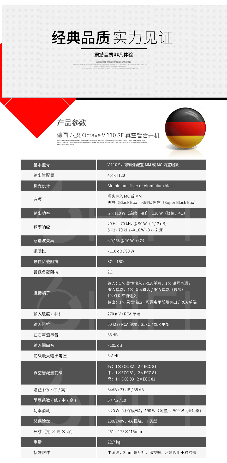 德國 八度 Octave V 110 SE 真空管合并機 V110SE膽機,八度 V 110 SE 真空管合并機 V110SE膽機,德國 Octave V 110 SE,德國 八度