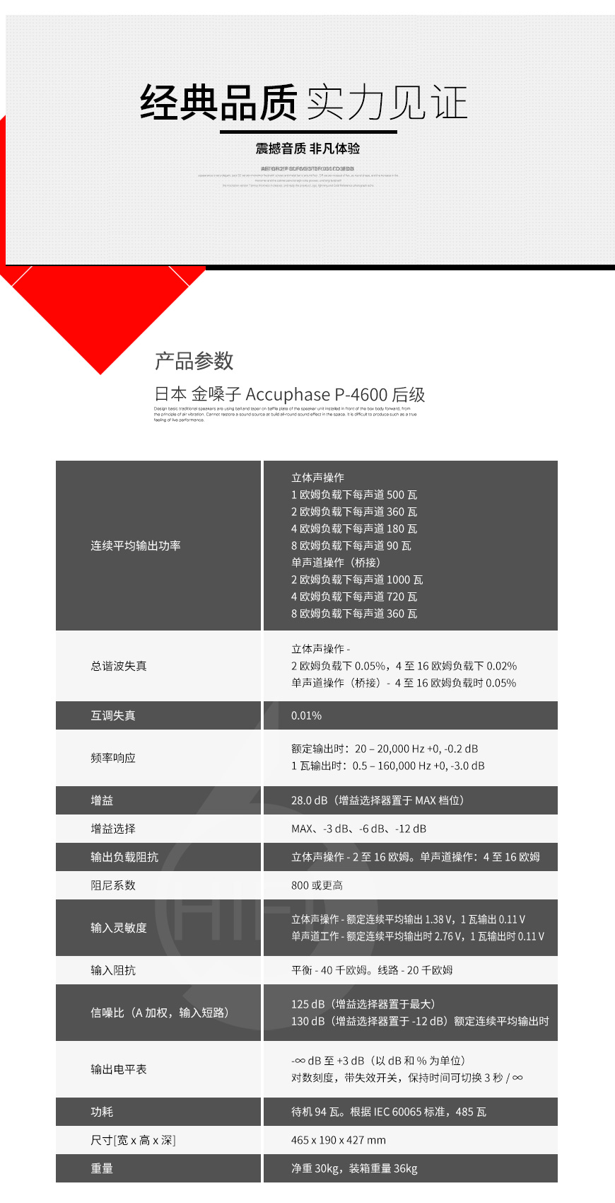 金嗓子,功放,P-4600,后級
